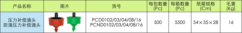 压力补偿滴头其他规格
